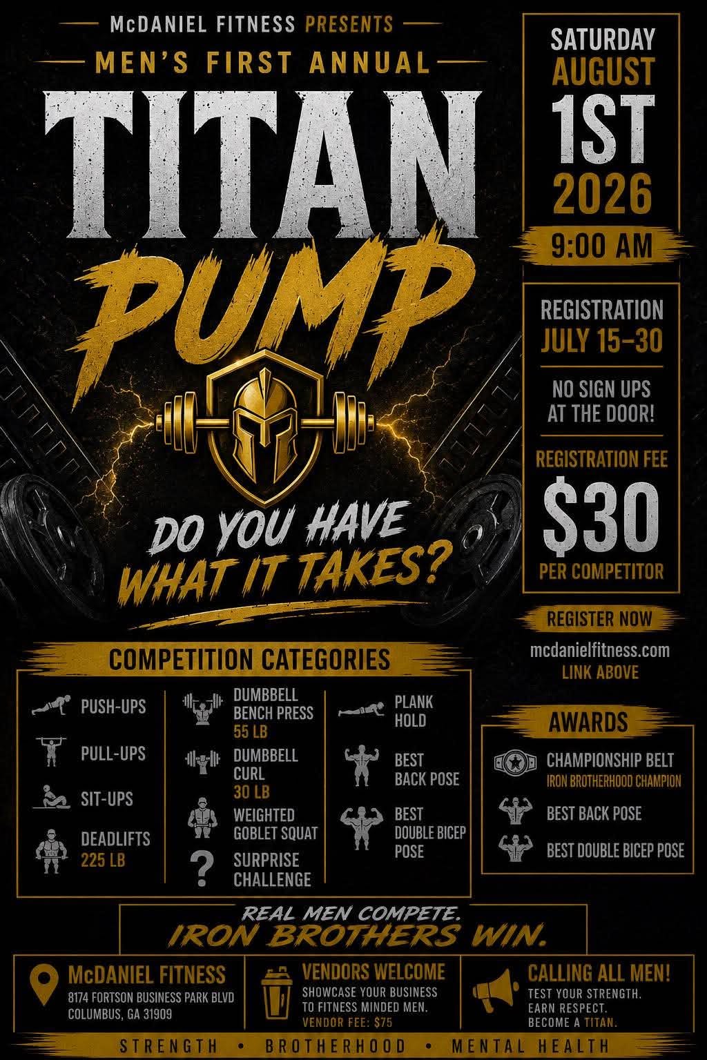 Men’s Titan Pump Registration